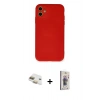 MARSİLYAN™- iPhone 11 Kılıf Ahenk Serisi - Siyah Bilvis 3D Cam Ekran Koruyucu + Pers Alüminyum Kamera Lens - GD