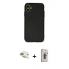 MARSİLYAN™- iPhone 11 Kılıf Ahenk Serisi - Siyah Bilvis 3D Cam Ekran Koruyucu + Pers Alüminyum Kamera Lens - GD