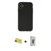 MARSİLYAN™- iPhone 11 Kılıf Ahenk Serisi - Siyah Bilvis 3D Cam Ekran Koruyucu + Rainbow Kamera Lens Koruma Cam - KI