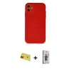 MARSİLYAN™- iPhone 11 Kılıf Ahenk Serisi - Siyah Bilvis 3D Cam Ekran Koruyucu + Rainbow Kamera Lens Koruma Cam - KI