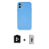 MARSİLYAN™- iPhone 11 Kılıf Ahenk Serisi - Siyah Bilvis 3D Cam Ekran Koruyucu + PVD Metal Kamera Lens - TU