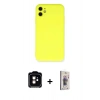 MARSİLYAN™- iPhone 11 Kılıf Ahenk Serisi - Siyah Bilvis 3D Cam Ekran Koruyucu + PVD Metal Kamera Lens - TU