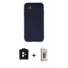 MARSİLYAN™- iPhone 11 Kılıf Ahenk Serisi - Siyah Bilvis 3D Cam Ekran Koruyucu + PVD Metal Kamera Lens - TU
