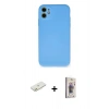 MARSİLYAN™- iPhone 11 Kılıf Ahenk Serisi - Siyah Bilvis 3D Cam Ekran Koruyucu + Renkli Kamera Lens Koruma Cam - TU