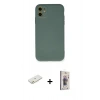 MARSİLYAN™- iPhone 11 Kılıf Ahenk Serisi - Siyah Bilvis 3D Cam Ekran Koruyucu + Renkli Kamera Lens Koruma Cam - TU
