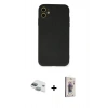MARSİLYAN™- iPhone 11 Kılıf Ahenk Serisi - Siyah Bilvis 3D Cam Ekran Koruyucu + Pers Alüminyum Kamera Lens - YL