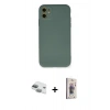 MARSİLYAN™- iPhone 11 Kılıf Ahenk Serisi - Siyah Bilvis 3D Cam Ekran Koruyucu + Pers Alüminyum Kamera Lens - YL
