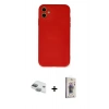 MARSİLYAN™- iPhone 11 Kılıf Ahenk Serisi - Siyah Bilvis 3D Cam Ekran Koruyucu + Pers Alüminyum Kamera Lens - YL
