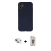 MARSİLYAN™- iPhone 11 Kılıf Ahenk Serisi - Siyah Bilvis 3D Cam Ekran Koruyucu + Pers Alüminyum Kamera Lens - YL