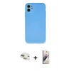 MARSİLYAN™- iPhone 11 Kılıf Ahenk Serisi - Siyah Bilvis 3D Mat Cam Ekran Koruyucu + Pers Alüminyum Kamera Lens - GD