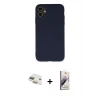 MARSİLYAN™- iPhone 11 Kılıf Ahenk Serisi - Siyah Bilvis 3D Mat Cam Ekran Koruyucu + Pers Alüminyum Kamera Lens - GD