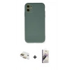 MARSİLYAN™- iPhone 11 Kılıf Ahenk Serisi - Siyah Bilvis 3D Mat Cam Ekran Koruyucu + Pers Alüminyum Kamera Lens - GD