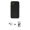 MARSİLYAN™- iPhone 11 Kılıf Ahenk Serisi - Siyah Bilvis 3D Mat Cam Ekran Koruyucu + Pers Alüminyum Kamera Lens - GD