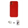 MARSİLYAN™- iPhone 11 Kılıf Ahenk Serisi - Siyah Bilvis 3D Mat Cam Ekran Koruyucu + Pers Alüminyum Kamera Lens - GD