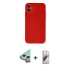 MARSİLYAN™- iPhone 11 Kılıf Ahenk Serisi - Siyah Bilvis 3D Mat Cam Ekran Koruyucu + Raze Metal Kamera Lens - KI
