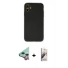 MARSİLYAN™- iPhone 11 Kılıf Ahenk Serisi - Siyah Bilvis 3D Mat Cam Ekran Koruyucu + Raze Metal Kamera Lens - KI