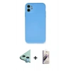 MARSİLYAN™- iPhone 11 Kılıf Ahenk Serisi - Siyah Bilvis 3D Mat Cam Ekran Koruyucu + Raze Metal Kamera Lens - MI