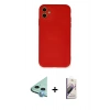 MARSİLYAN™- iPhone 11 Kılıf Ahenk Serisi - Siyah Bilvis 3D Mat Cam Ekran Koruyucu + Raze Metal Kamera Lens - MI