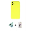 MARSİLYAN™- iPhone 11 Kılıf Ahenk Serisi - Siyah Bilvis 3D Mat Cam Ekran Koruyucu + Raze Metal Kamera Lens - MI