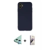 MARSİLYAN™- iPhone 11 Kılıf Ahenk Serisi - Siyah Bilvis 3D Mat Cam Ekran Koruyucu + Raze Metal Kamera Lens - MI
