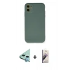 MARSİLYAN™- iPhone 11 Kılıf Ahenk Serisi - Siyah Bilvis 3D Mat Cam Ekran Koruyucu + Raze Metal Kamera Lens - MI