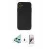 MARSİLYAN™- iPhone 11 Kılıf Ahenk Serisi - Siyah Bilvis 3D Mat Cam Ekran Koruyucu + Raze Metal Kamera Lens - MI