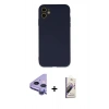 MARSİLYAN™- iPhone 11 Kılıf Ahenk Serisi - Siyah Bilvis 3D Mat Cam Ekran Koruyucu + Raze Metal Kamera Lens - MR