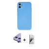 MARSİLYAN™- iPhone 11 Kılıf Ahenk Serisi - Siyah Bilvis 3D Mat Cam Ekran Koruyucu + Raze Metal Kamera Lens - MR