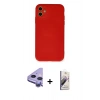MARSİLYAN™- iPhone 11 Kılıf Ahenk Serisi - Siyah Bilvis 3D Mat Cam Ekran Koruyucu + Raze Metal Kamera Lens - MR