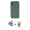 MARSİLYAN™- iPhone 11 Kılıf Ahenk Serisi - Siyah Bilvis 3D Mat Cam Ekran Koruyucu + Raze Metal Kamera Lens - MR