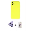 MARSİLYAN™- iPhone 11 Kılıf Ahenk Serisi - Siyah Bilvis 3D Mat Cam Ekran Koruyucu + Raze Metal Kamera Lens - MR