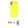 MARSİLYAN™- iPhone 11 Kılıf Ahenk Serisi - Siyah Bilvis 3D Mat Cam Ekran Koruyucu + Rainbow Kamera Lens Koruma Cam - KI