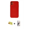 MARSİLYAN™- iPhone 11 Kılıf Ahenk Serisi - Siyah Bilvis 3D Mat Cam Ekran Koruyucu + Rainbow Kamera Lens Koruma Cam - KI