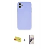 MARSİLYAN™- iPhone 11 Kılıf Ahenk Serisi - Siyah Bilvis 3D Mat Cam Ekran Koruyucu + Rainbow Kamera Lens Koruma Cam - KI