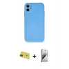MARSİLYAN™- iPhone 11 Kılıf Ahenk Serisi - Siyah Bilvis 3D Mat Cam Ekran Koruyucu + Rainbow Kamera Lens Koruma Cam - KI