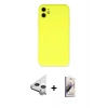 MARSİLYAN™- iPhone 11 Kılıf Ahenk Serisi - Siyah Bilvis 3D Mat Cam Ekran Koruyucu + Raze Metal Kamera Lens - GS