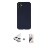 MARSİLYAN™- iPhone 11 Kılıf Ahenk Serisi - Siyah Bilvis 3D Mat Cam Ekran Koruyucu + Raze Metal Kamera Lens - GS