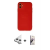 MARSİLYAN™- iPhone 11 Kılıf Ahenk Serisi - Siyah Bilvis 3D Mat Cam Ekran Koruyucu + Raze Metal Kamera Lens - GS