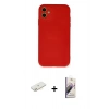MARSİLYAN™- iPhone 11 Kılıf Ahenk Serisi - Siyah Bilvis 3D Mat Cam Ekran Koruyucu + Sarı Renkli Kamera Lens Koruma Cam