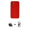 MARSİLYAN™- iPhone 11 Kılıf Ahenk Serisi - Siyah Bilvis 3D Mat Cam Ekran Koruyucu + Kamera Lens Koruma Cam - SF