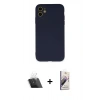 MARSİLYAN™- iPhone 11 Kılıf Ahenk Serisi - Siyah Bilvis 3D Mat Cam Ekran Koruyucu + Kamera Lens Koruma Cam - SF