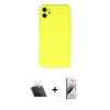 MARSİLYAN™- iPhone 11 Kılıf Ahenk Serisi - Siyah Bilvis 3D Mat Cam Ekran Koruyucu + Kamera Lens Koruma Cam - SF