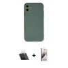 MARSİLYAN™- iPhone 11 Kılıf Ahenk Serisi - Siyah Bilvis 3D Mat Cam Ekran Koruyucu + Kamera Lens Koruma Cam - SF