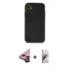MARSİLYAN™- iPhone 11 Kılıf Ahenk Serisi - Siyah Bilvis 3D Mat Cam Ekran Koruyucu + Raze Metal Kamera Lens - SH