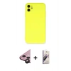 MARSİLYAN™- iPhone 11 Kılıf Ahenk Serisi - Siyah Bilvis 3D Mat Cam Ekran Koruyucu + Raze Metal Kamera Lens - SH
