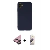 MARSİLYAN™- iPhone 11 Kılıf Ahenk Serisi - Siyah Bilvis 3D Mat Cam Ekran Koruyucu + Raze Metal Kamera Lens - SH