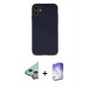 MARSİLYAN™- iPhone 11 Kılıf Ahenk Serisi - Siyah Bilvis 5in1 3D Magic Cam Ekran Koruyucu + Kırmızı Raze Metal Kamera Lens