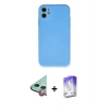 MARSİLYAN™- iPhone 11 Kılıf Ahenk Serisi - Siyah Bilvis 5in1 3D Magic Cam Ekran Koruyucu + Kırmızı Raze Metal Kamera Lens
