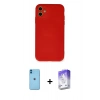 MARSİLYAN™- iPhone 11 Kılıf Ahenk Serisi - Siyah Bilvis 5in1 3D Magic Cam Ekran Koruyucu + Neon Fosforlu Kamera Lens - MI
