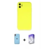 MARSİLYAN™- iPhone 11 Kılıf Ahenk Serisi - Siyah Bilvis 5in1 3D Magic Cam Ekran Koruyucu + Neon Fosforlu Kamera Lens - TU